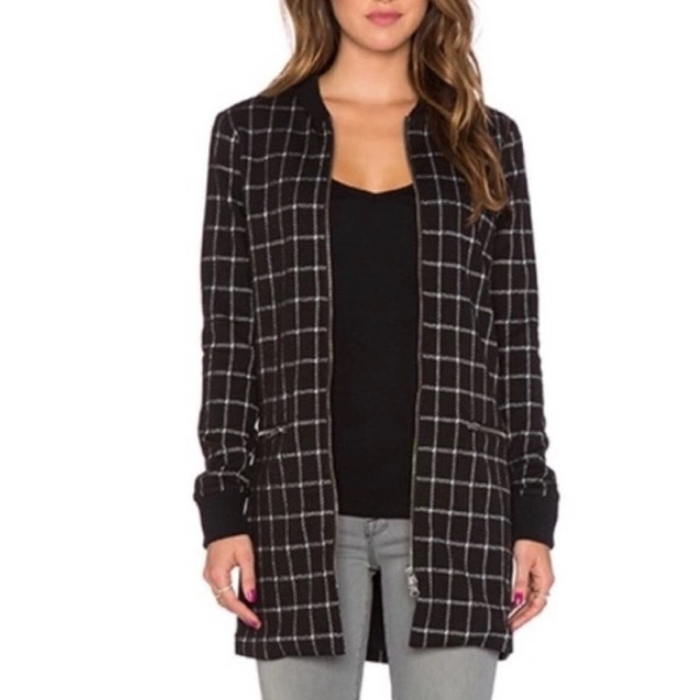 Sanctuary Essential City Coat Windowpane Jacket Coat Women’s Size M Black White